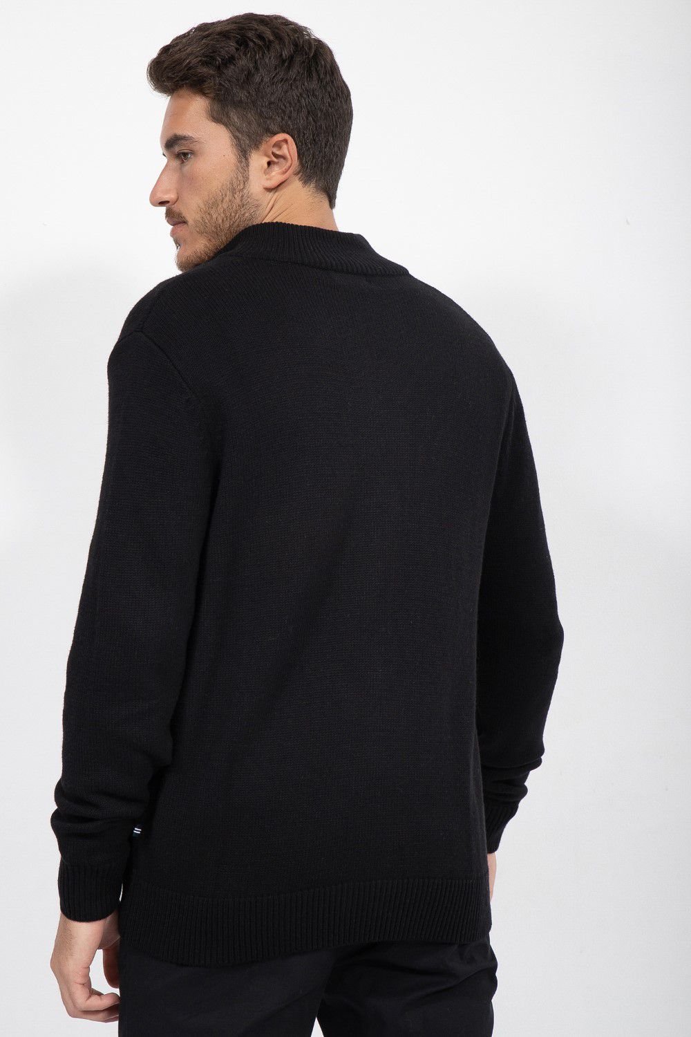 סוודר חלק עם רוכסן מלא