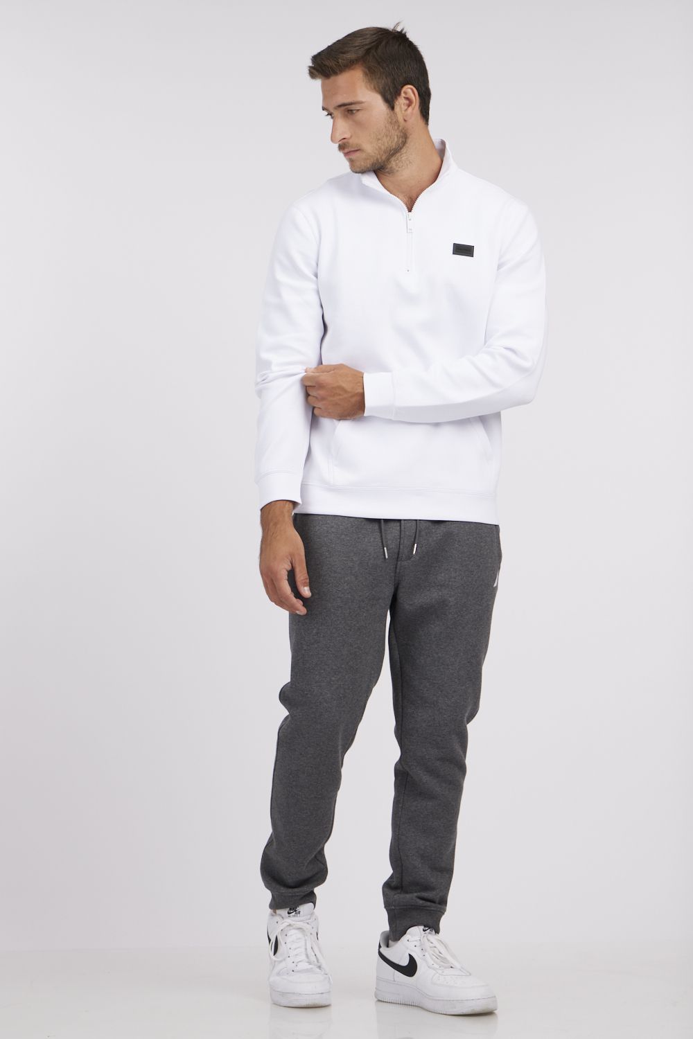 סווטשירט איכותי עם מיקרו לוגו ו-2 כיסי צד לגבר