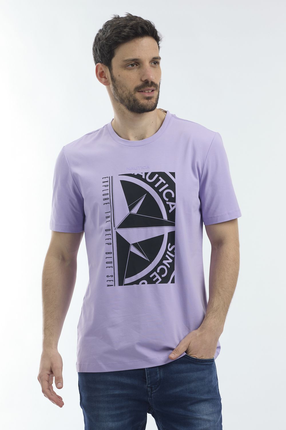 חולצת טי שירט קצרה עם לוגו נאוטיקה ”מצפן”