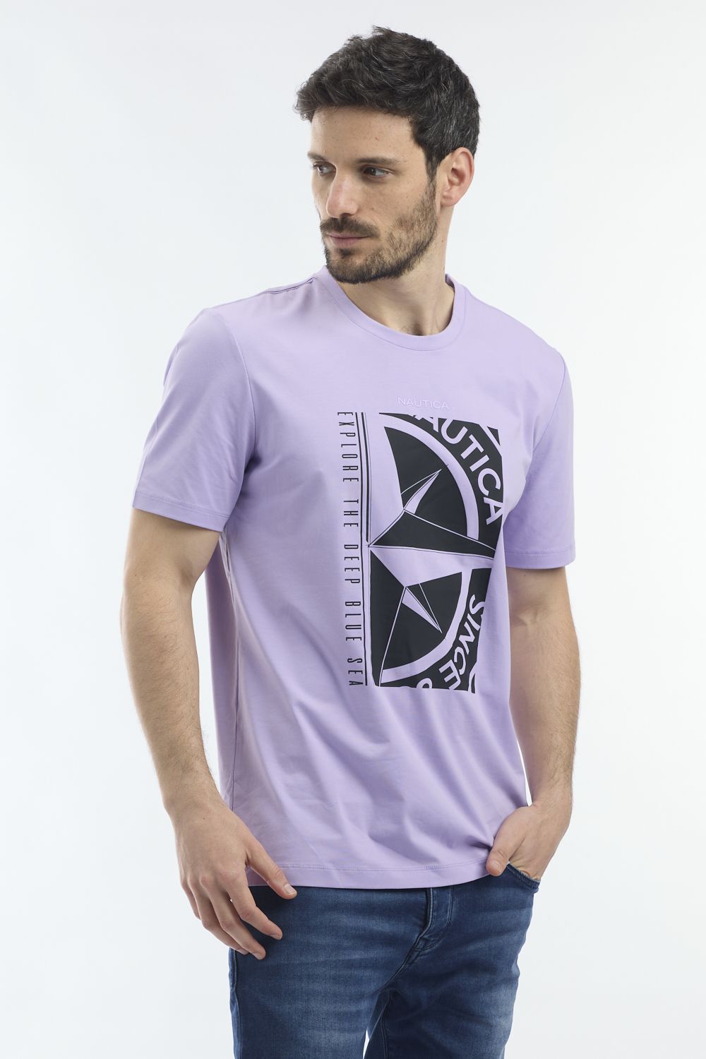 חולצת טי שירט קצרה עם לוגו נאוטיקה ”מצפן”