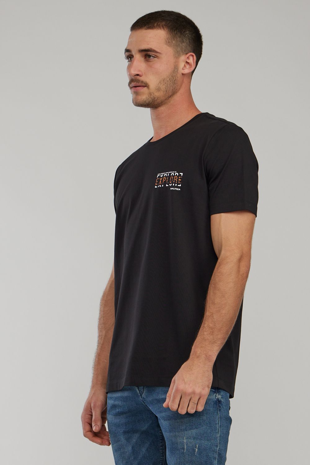 טי שירט עם שרוולים קצרים והדפס Nautica לגברים