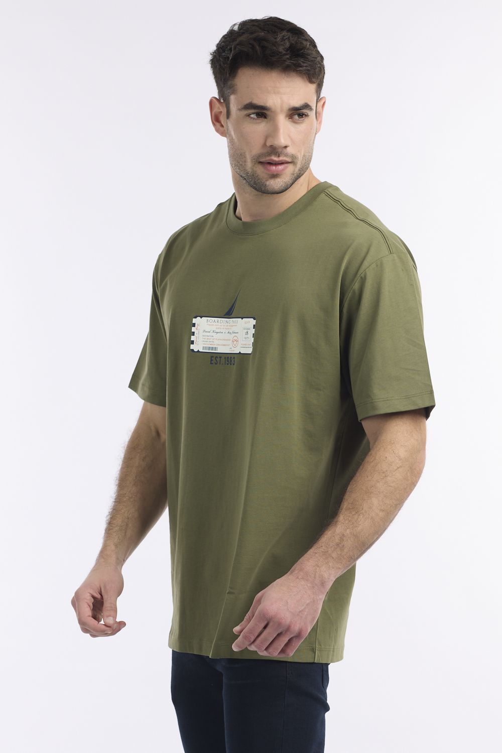 חולצה טי שירט הדפס ”כרטיס טיסה” לגבר