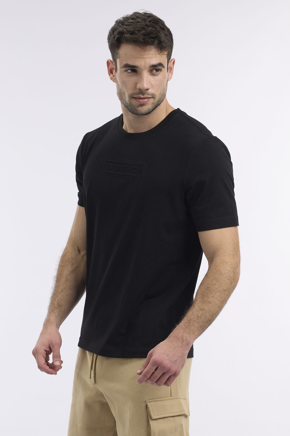 חולצה טי שירט עם תבליט לוגו לגבר