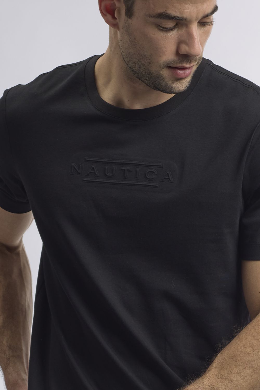 חולצה טי שירט עם תבליט לוגו לגבר