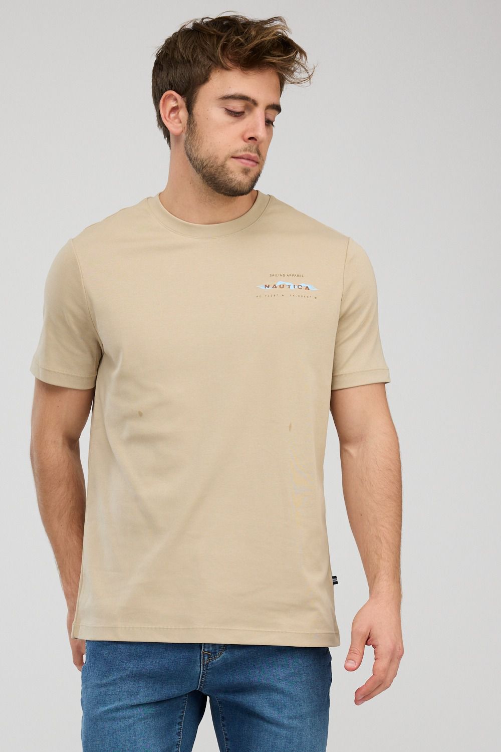 טי שירט עם שרוולים קצרים והדפס Nautica לגברים