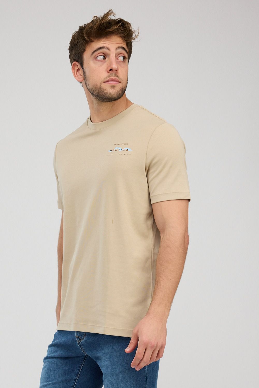 טי שירט עם שרוולים קצרים והדפס Nautica לגברים