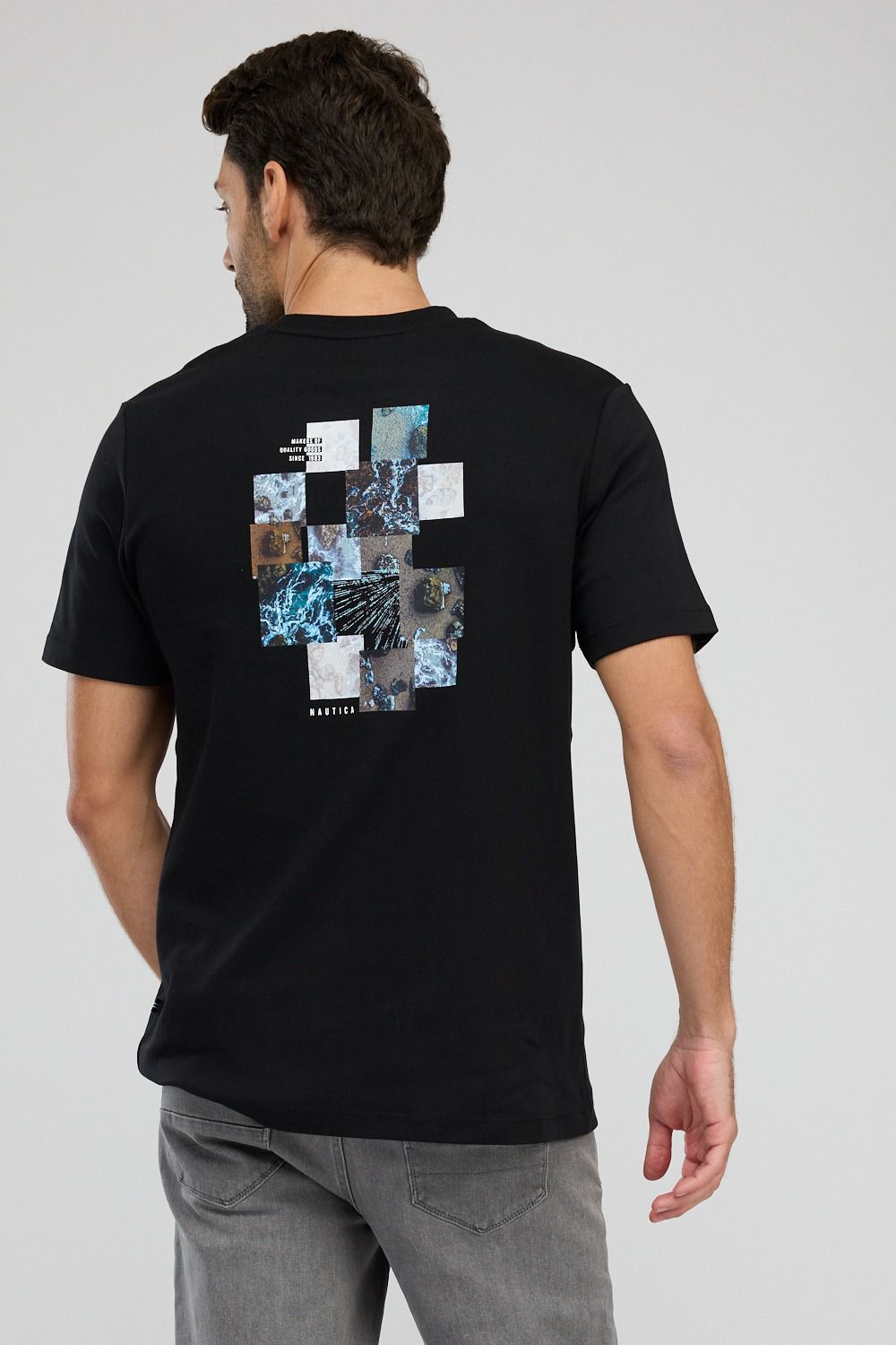 טי שירט עם שרוולים קצרים ולוגו Nautica לגברים