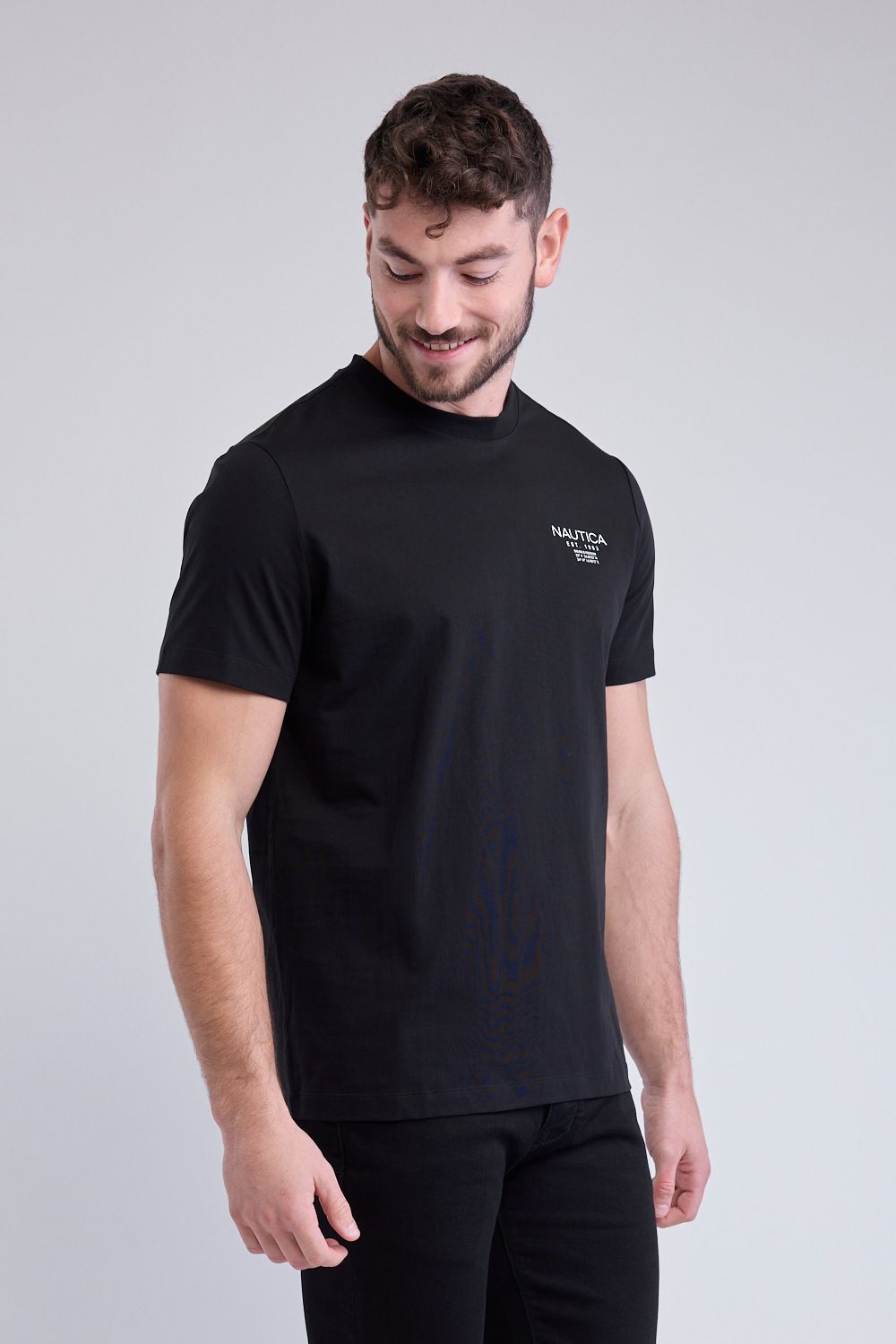 טי שירט קצרה עם הדפס Nautica קטן לגברים
