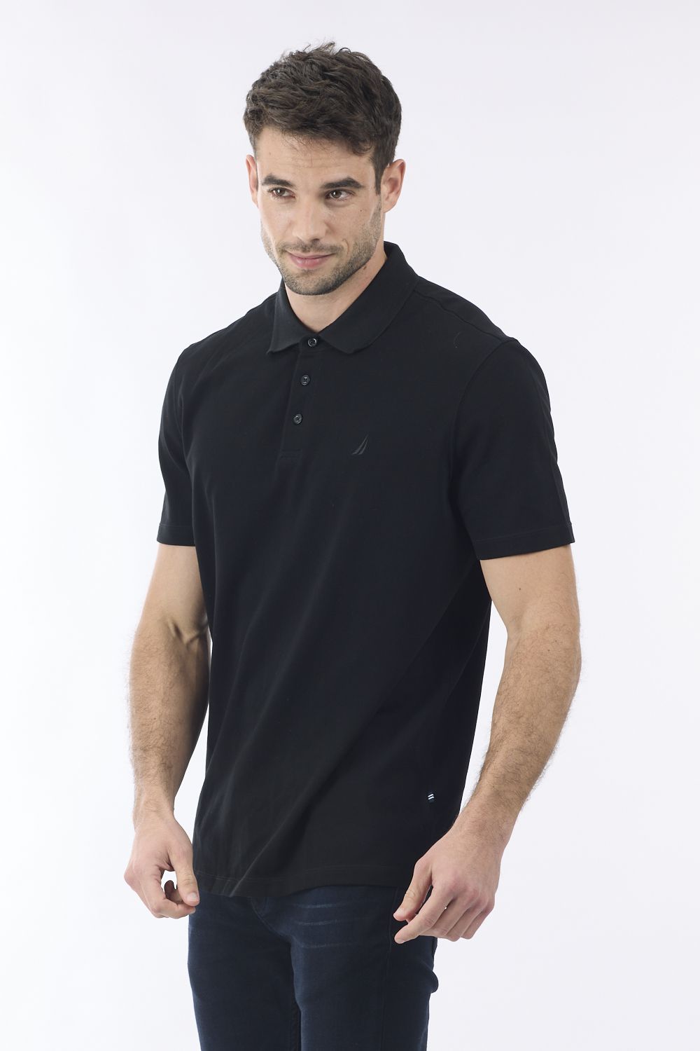חולצה פולו קצרה עם 3 כפתורים לגבר