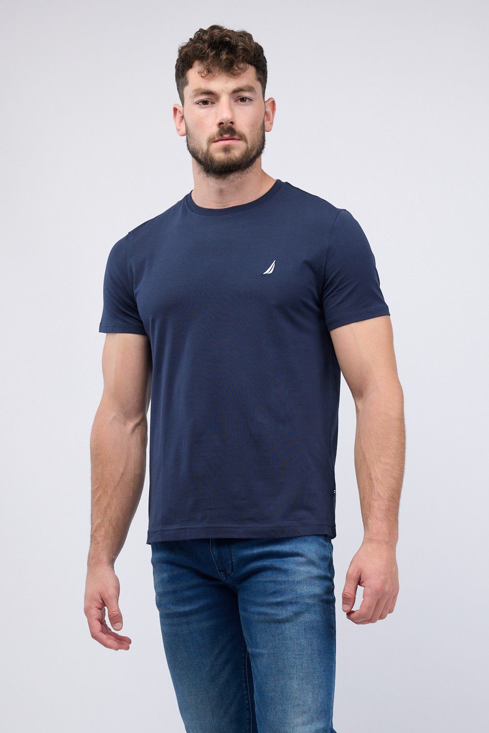 טי שירט קצרה לגברים עם לוגו Nautica רקום