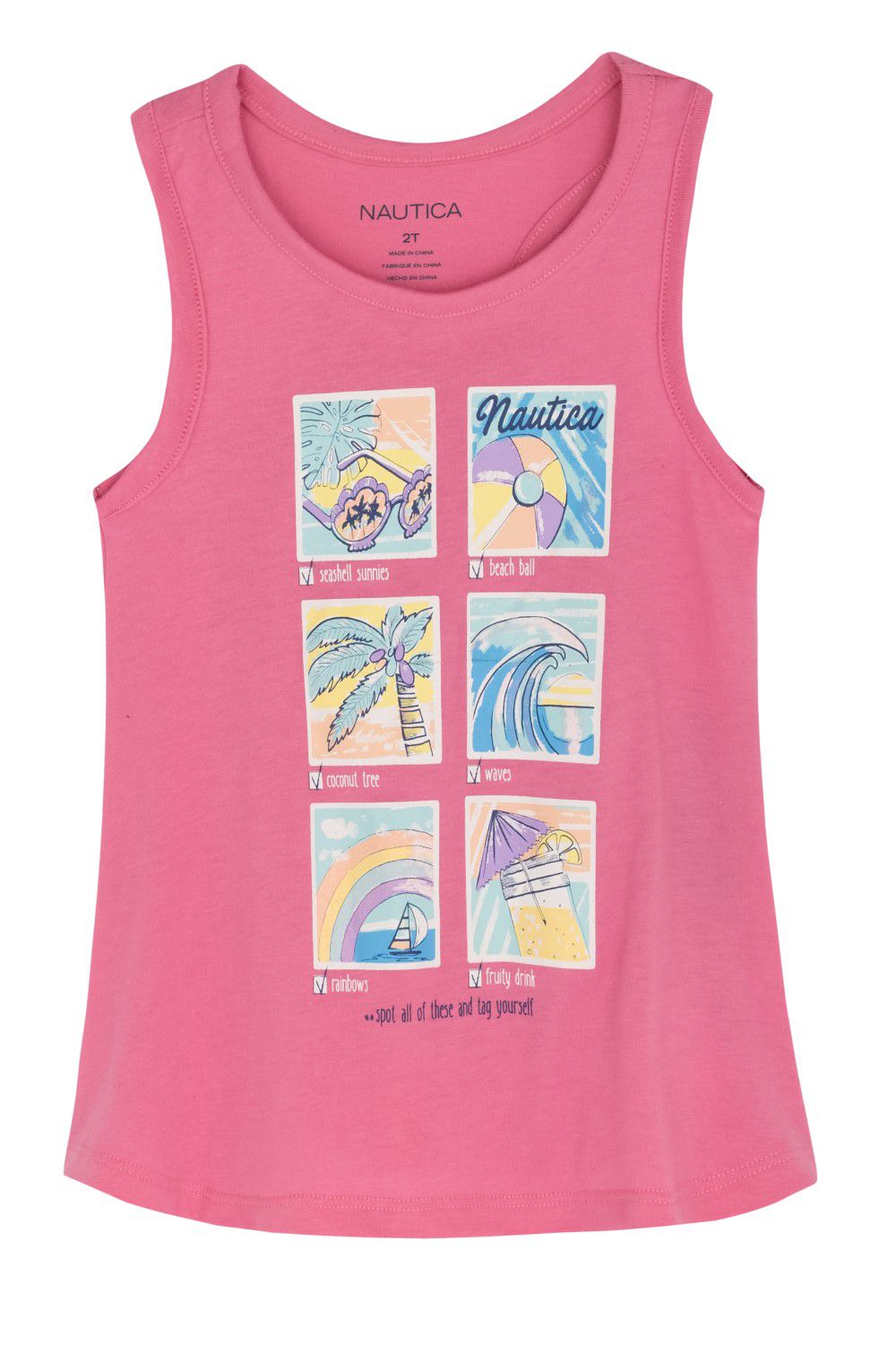 חולצה ללא שרוולים עם הדפס CHECKLIST לחופשה לפעוטות (2T-4T)