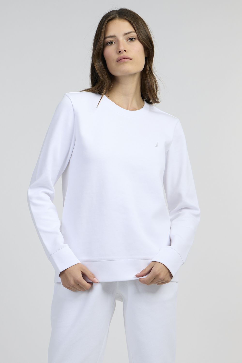 סווטישירט חלק עם רקמת לוגו