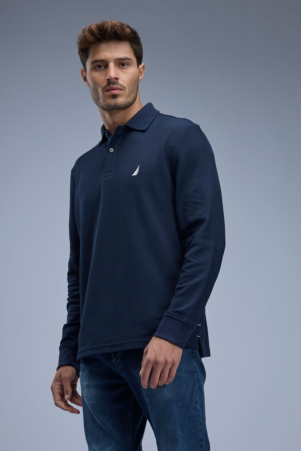 חולצת פולו ארוכה עם לוגו Nautica רקום לגברים