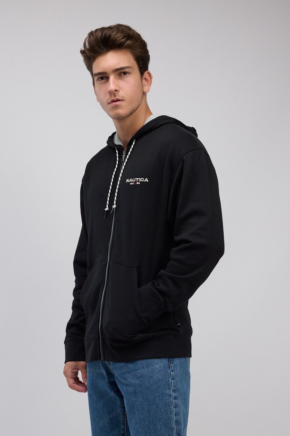 סווטשירט עם קפוצ’ון ורוכסן מלא Nautica לגברים