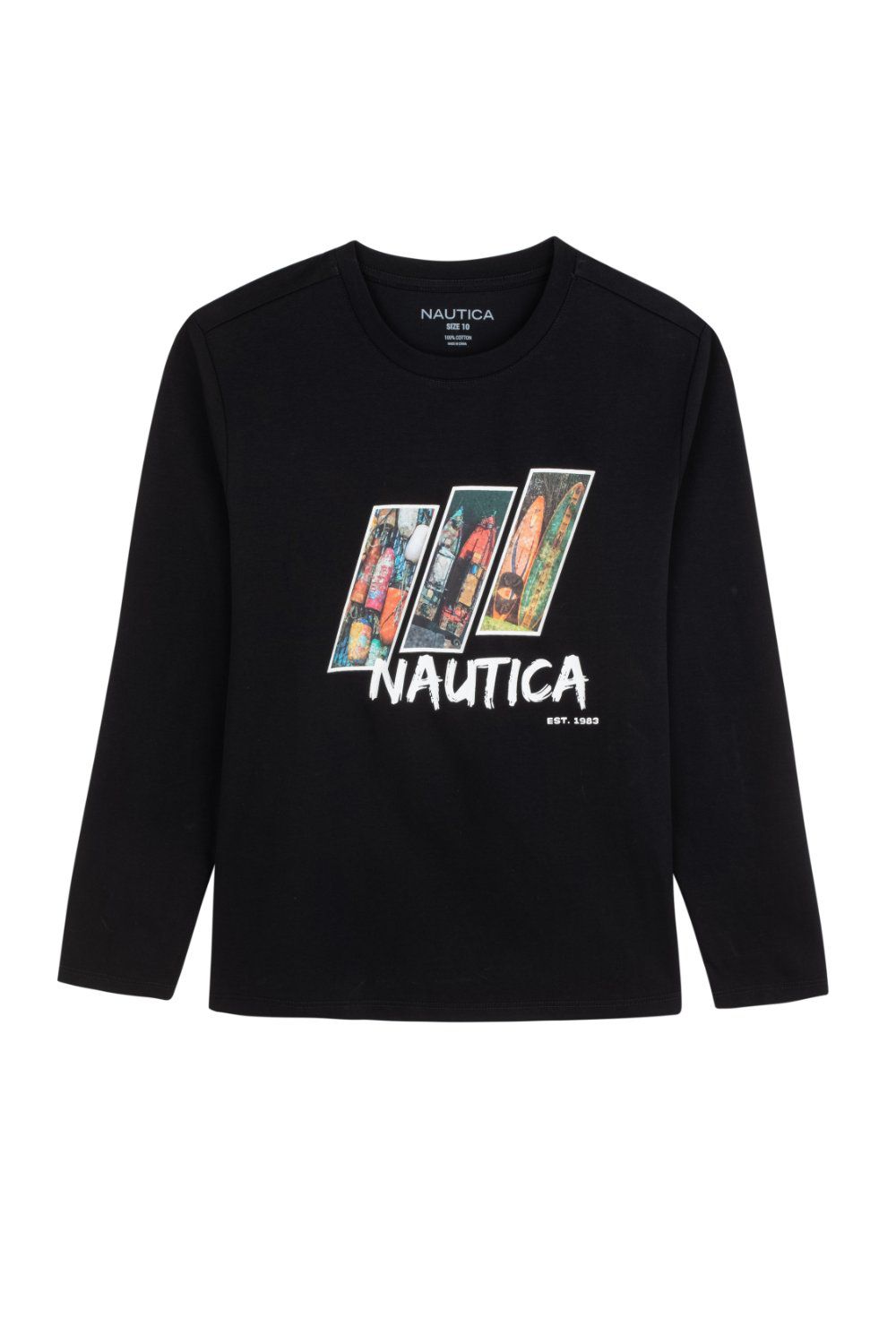 טי שירט Nautica לילדים עם שרוולים ארוכים והדפס