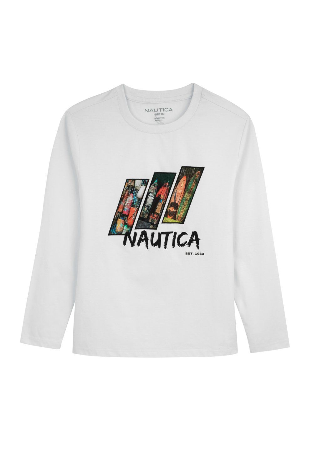טי שירט Nautica לילדים עם שרוולים ארוכים והדפס