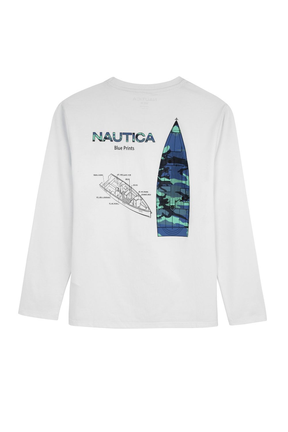 טי שירט Nautica לילדים עם שרוולים ארוכים והדפס דו צדדי