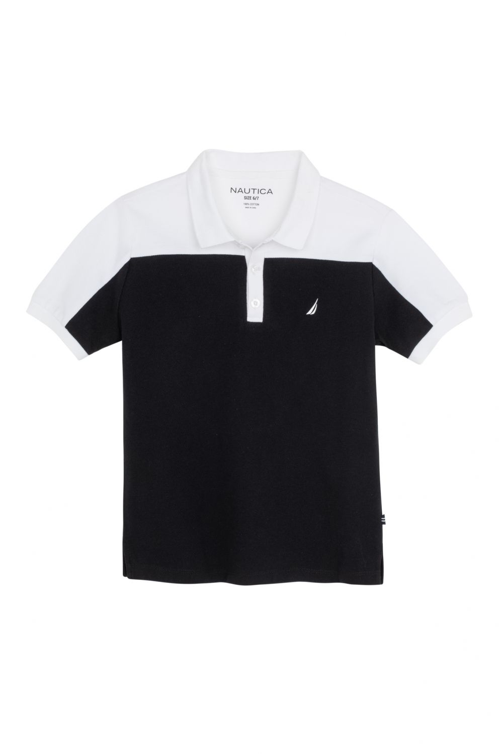 חולצת פולו קולור בלוק עם כפתורים בצווארון לילדים (2-12)