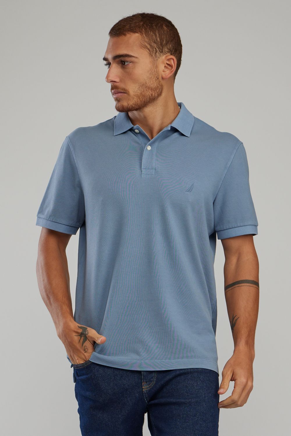 חולצת פולו Nautica לגברים עם לוגו רקום