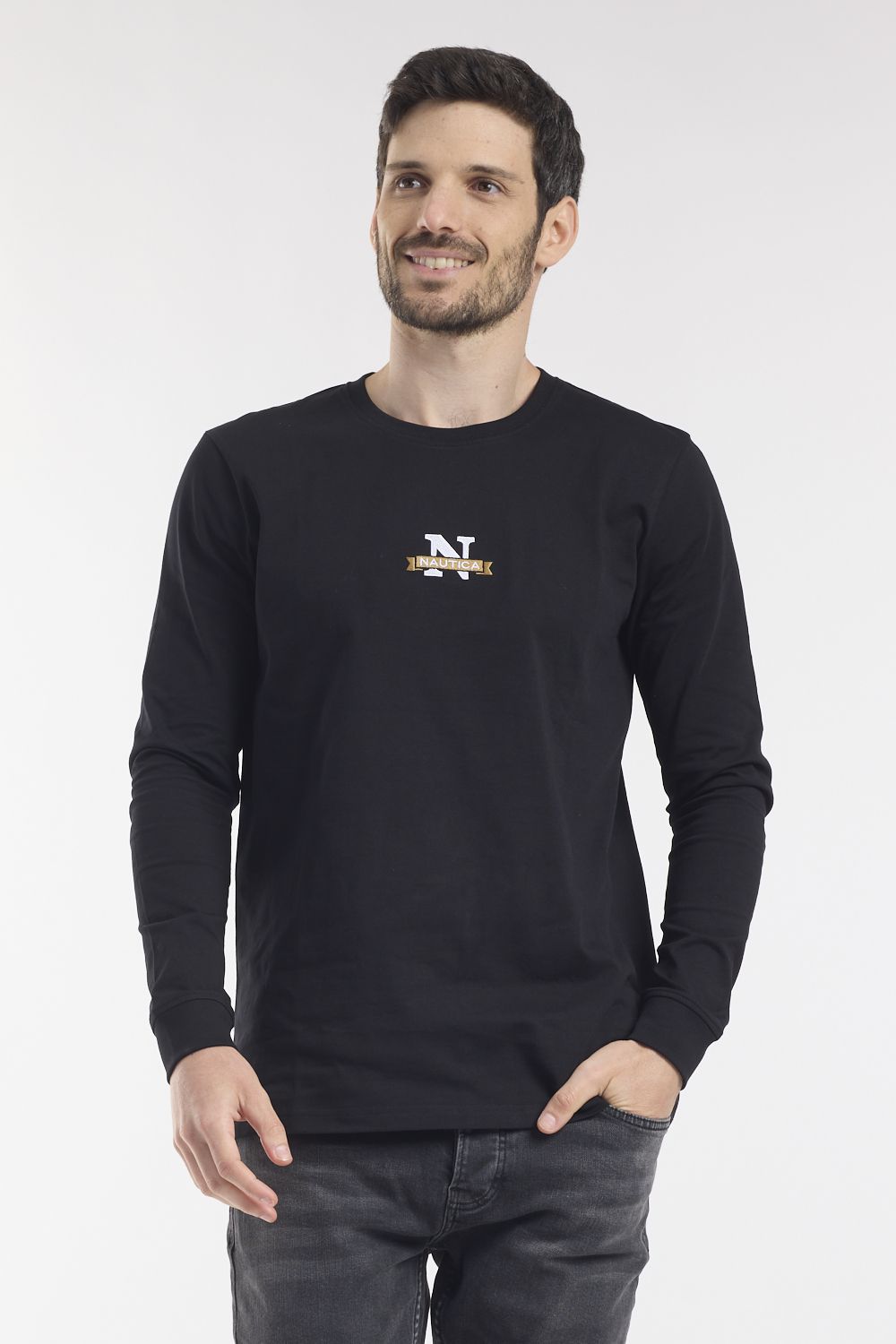 טי שירט שרוולים ארוכים ולוגו מיקרו N