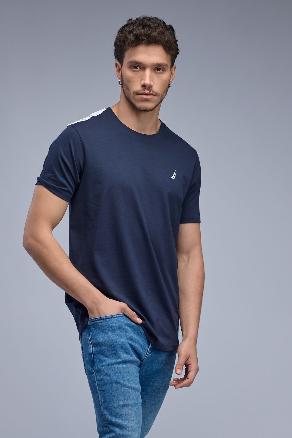 טי שירט קצרה עם לוגו Nautica לגברים