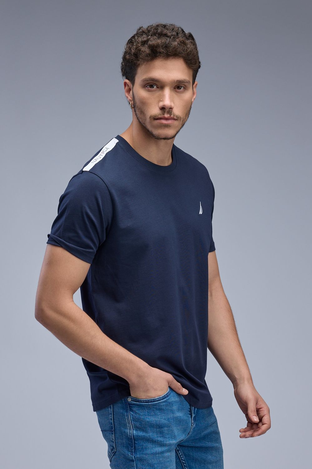 טי שירט קצרה עם לוגו Nautica לגברים