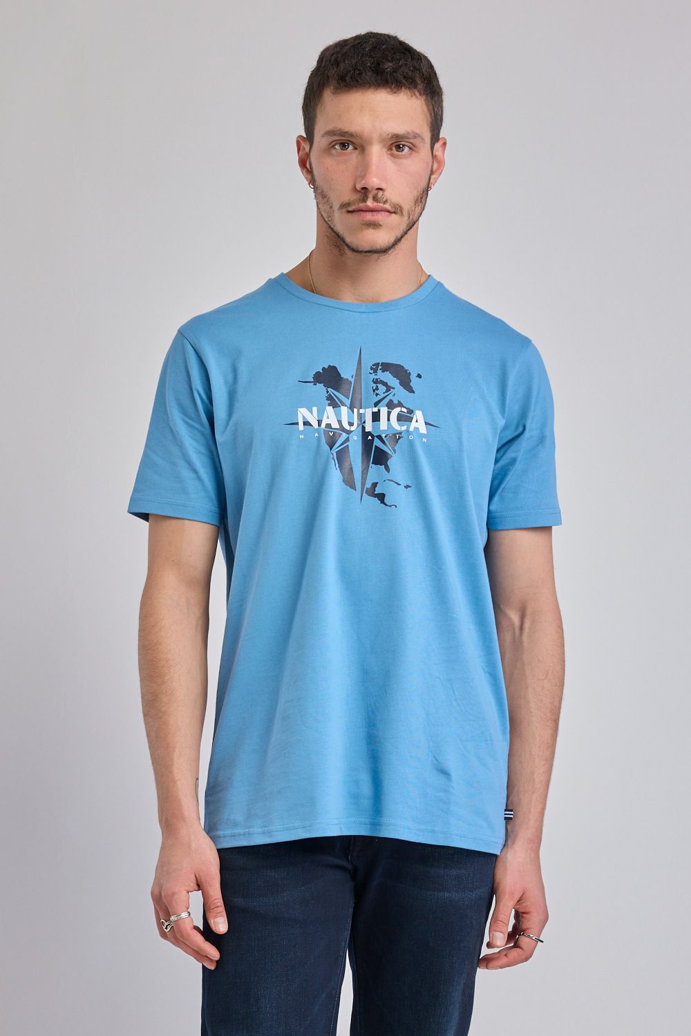 טי שירט קצרה עם הדפס Nautica לגברים