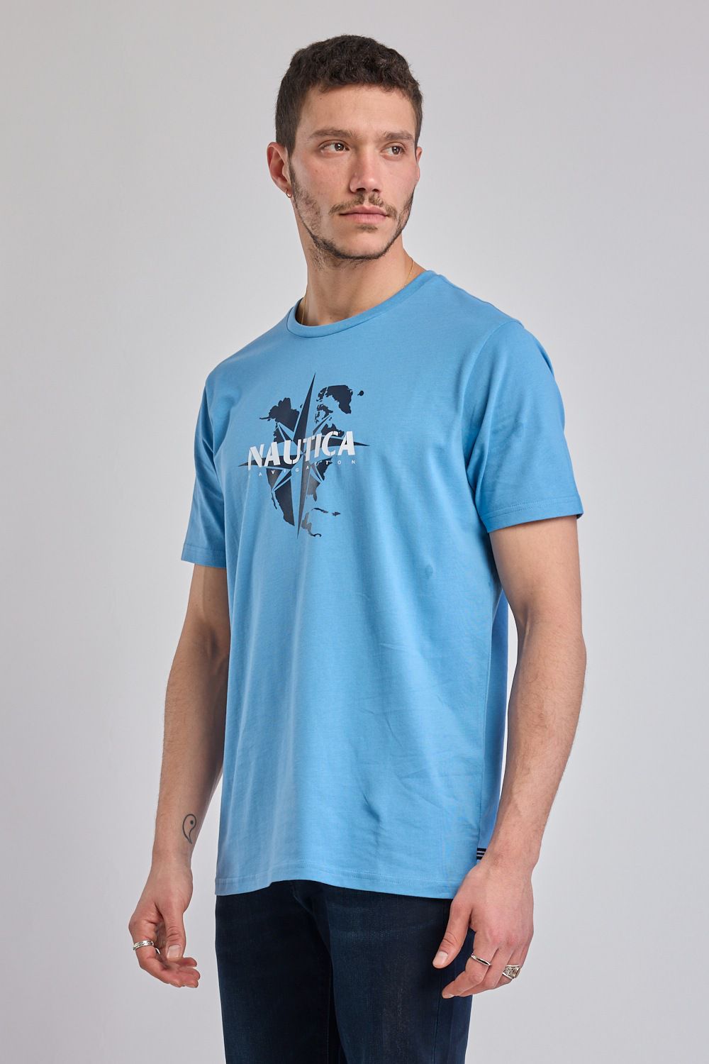 טי שירט קצרה עם הדפס Nautica לגברים