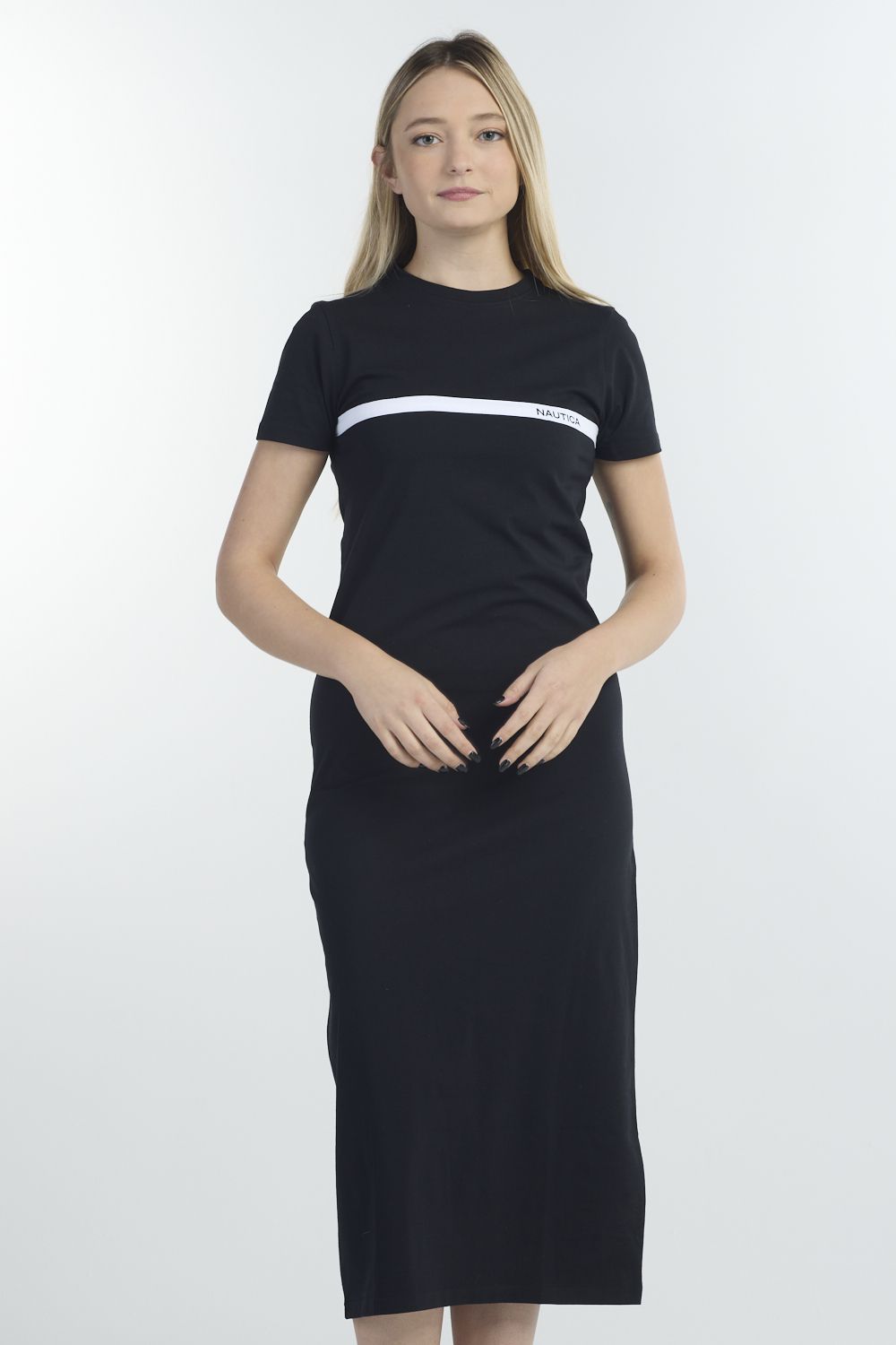 שמלה נאוטיקה איכותית עם פס בחזית