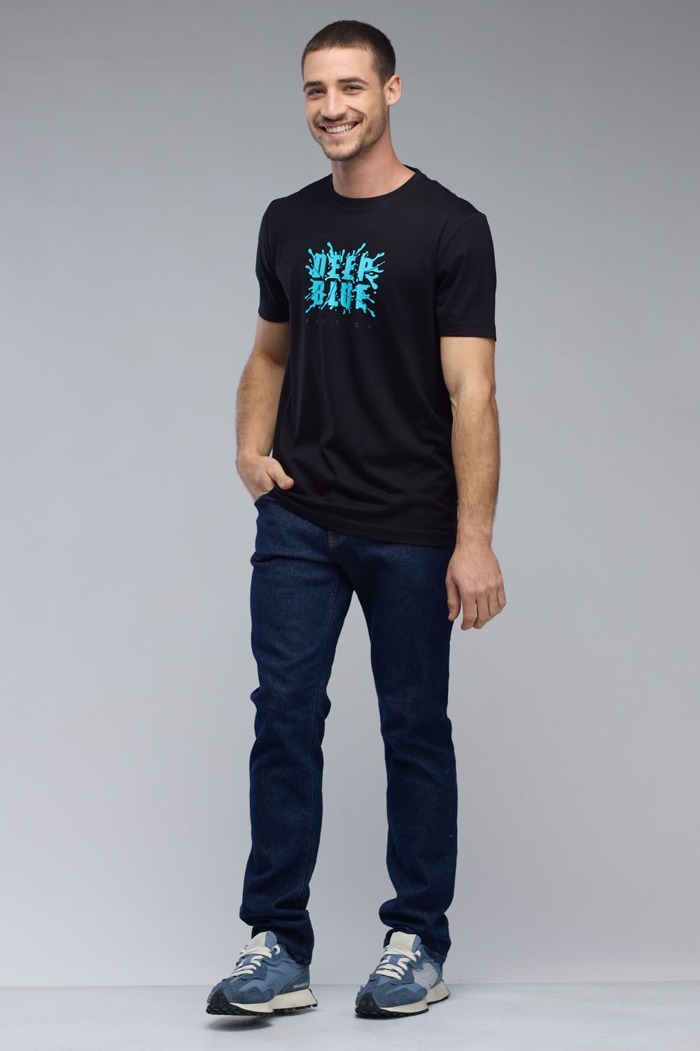 טי שירט Nautica לגברים עם הדפס