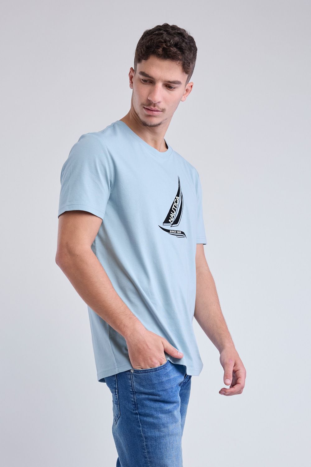 טי שירט קצרה עם הדפס מפרשית Nautica לגברים