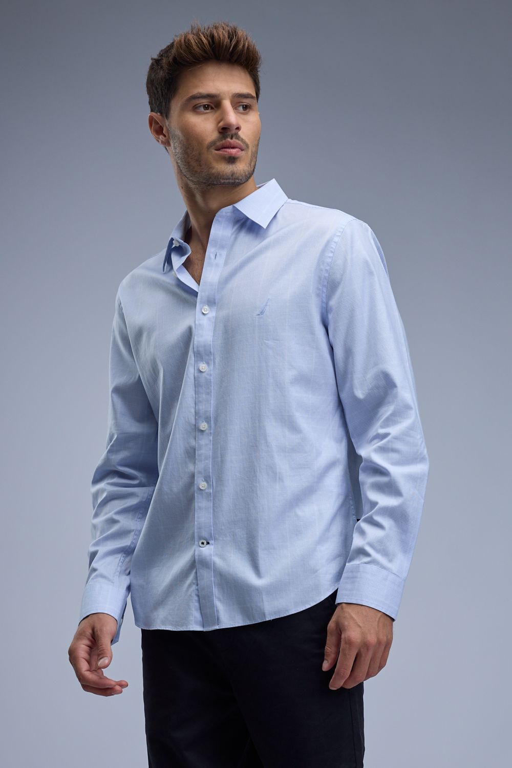 חולצת משבצות מכופתרת עם שרוולים ארוכים Nautica לגברים