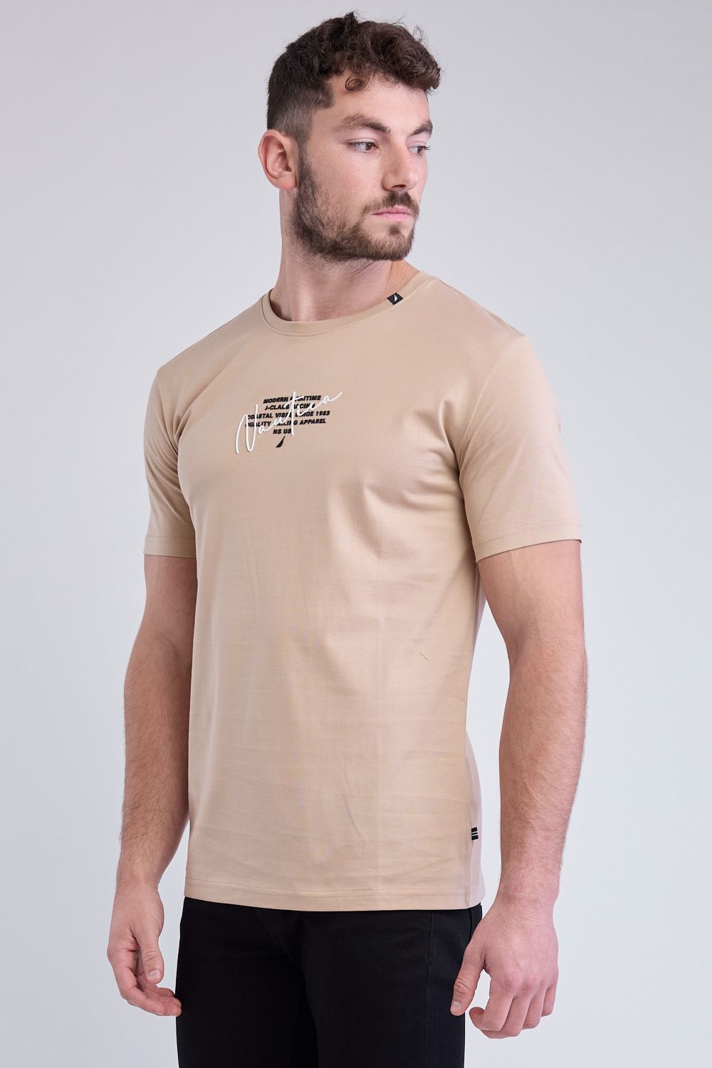 טי שירט עם שרוולים קצרים והדפס Nautica לגברים