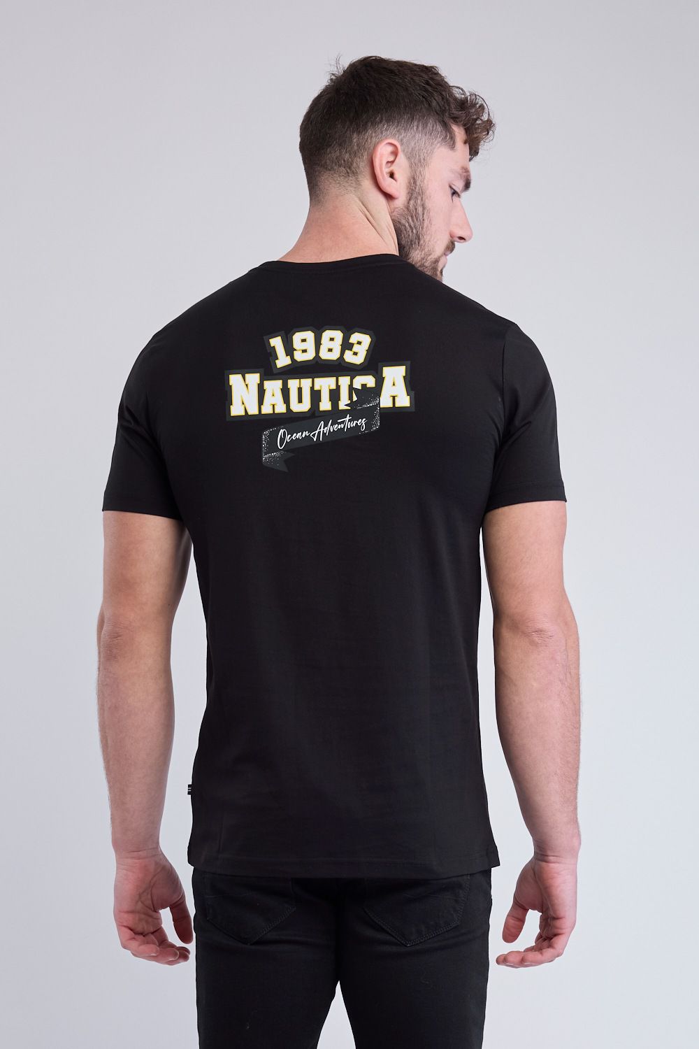 טי שירט קצרה עם הדפס Nautica דו צדדי לגברים