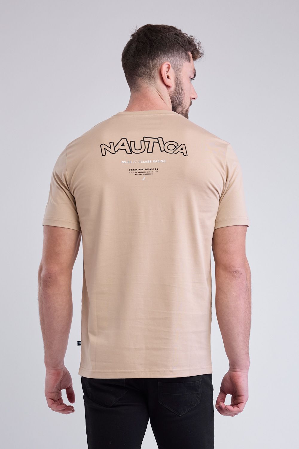 טי שירט עם שרוולים קצרים והדפס Nautica בגב לגברים