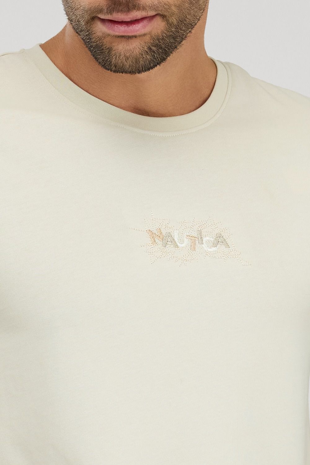 טי שירט קצרה לגברים עם צווארון עגול