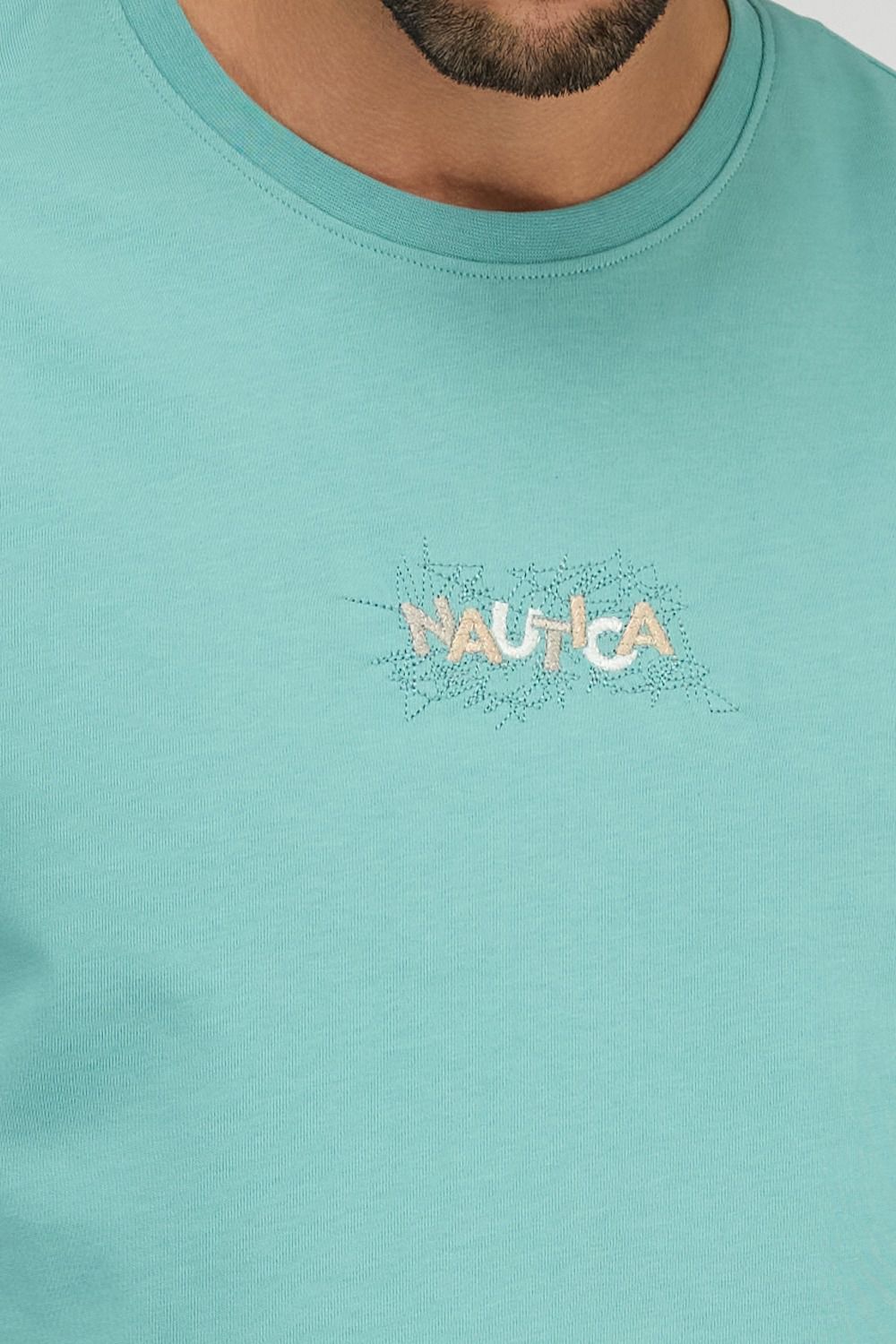 טי שירט קצרה לגברים עם צווארון עגול