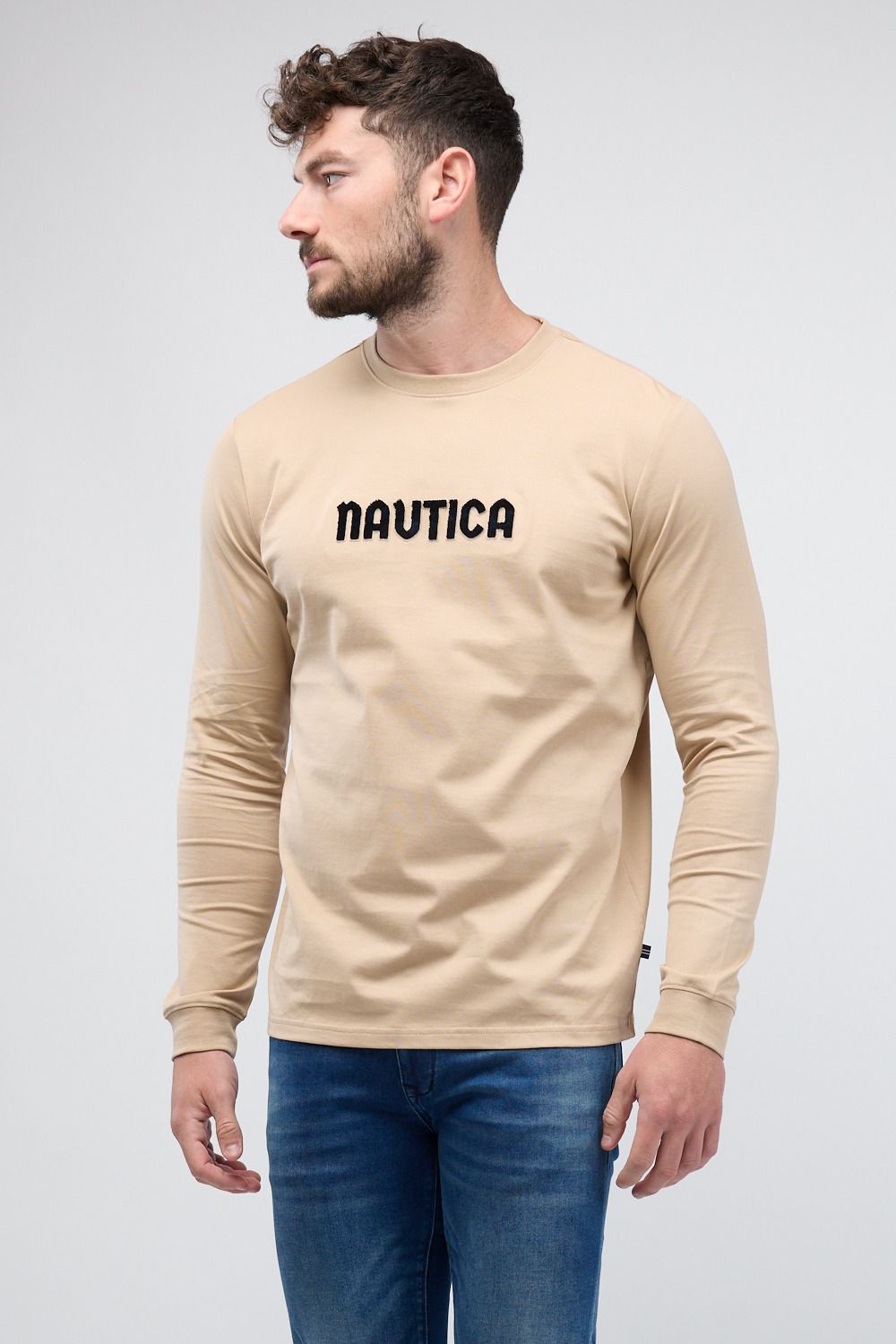 טי שירט ארוכה לגברים עם רקמת Nautica
