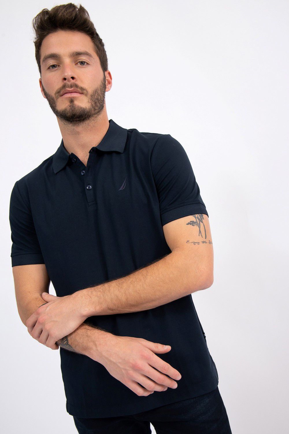 חולצת פולו נאוטיקה עם לוגו תלת מימד