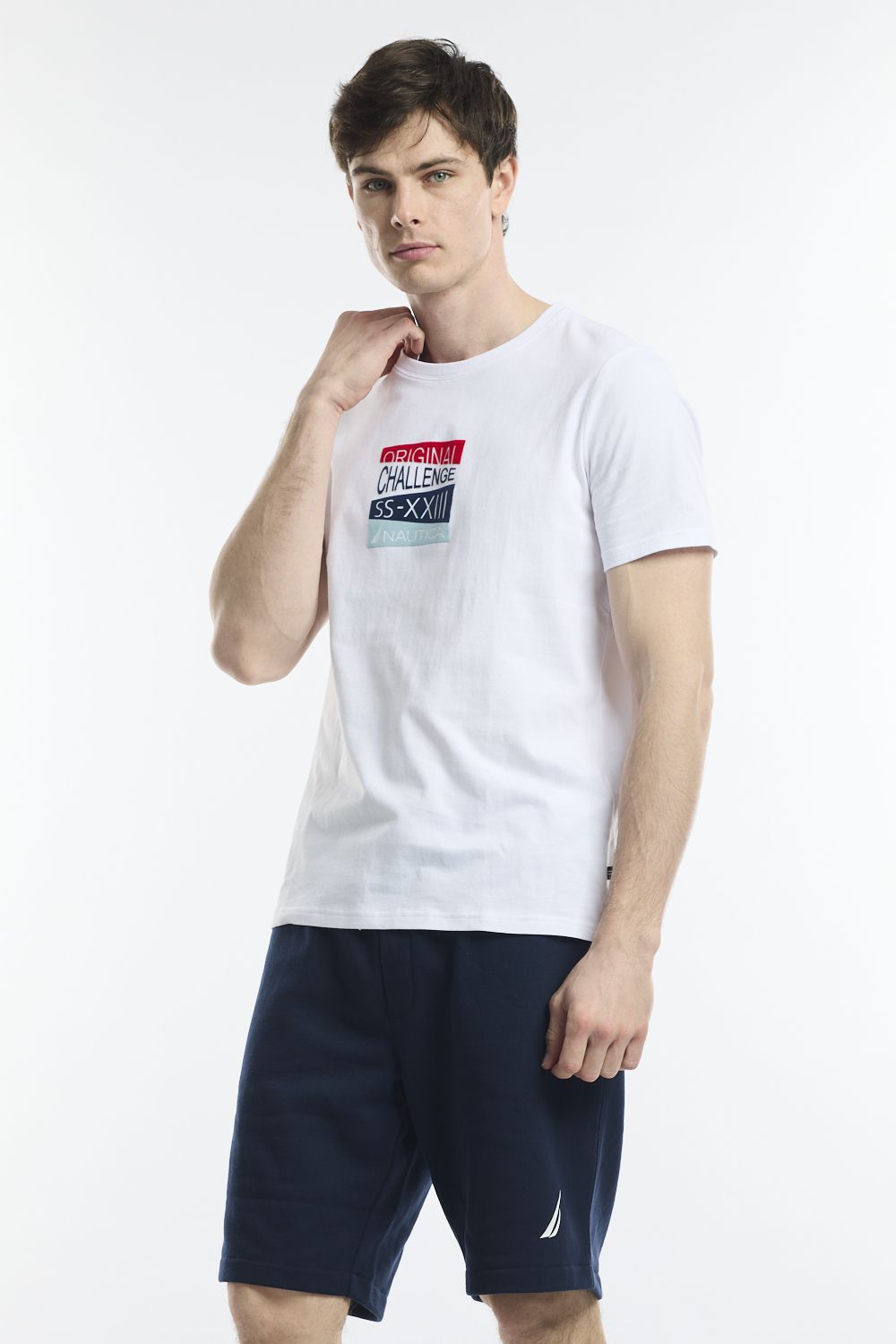 טי שירט צווארון עגול עם לוגו צ’לנג’