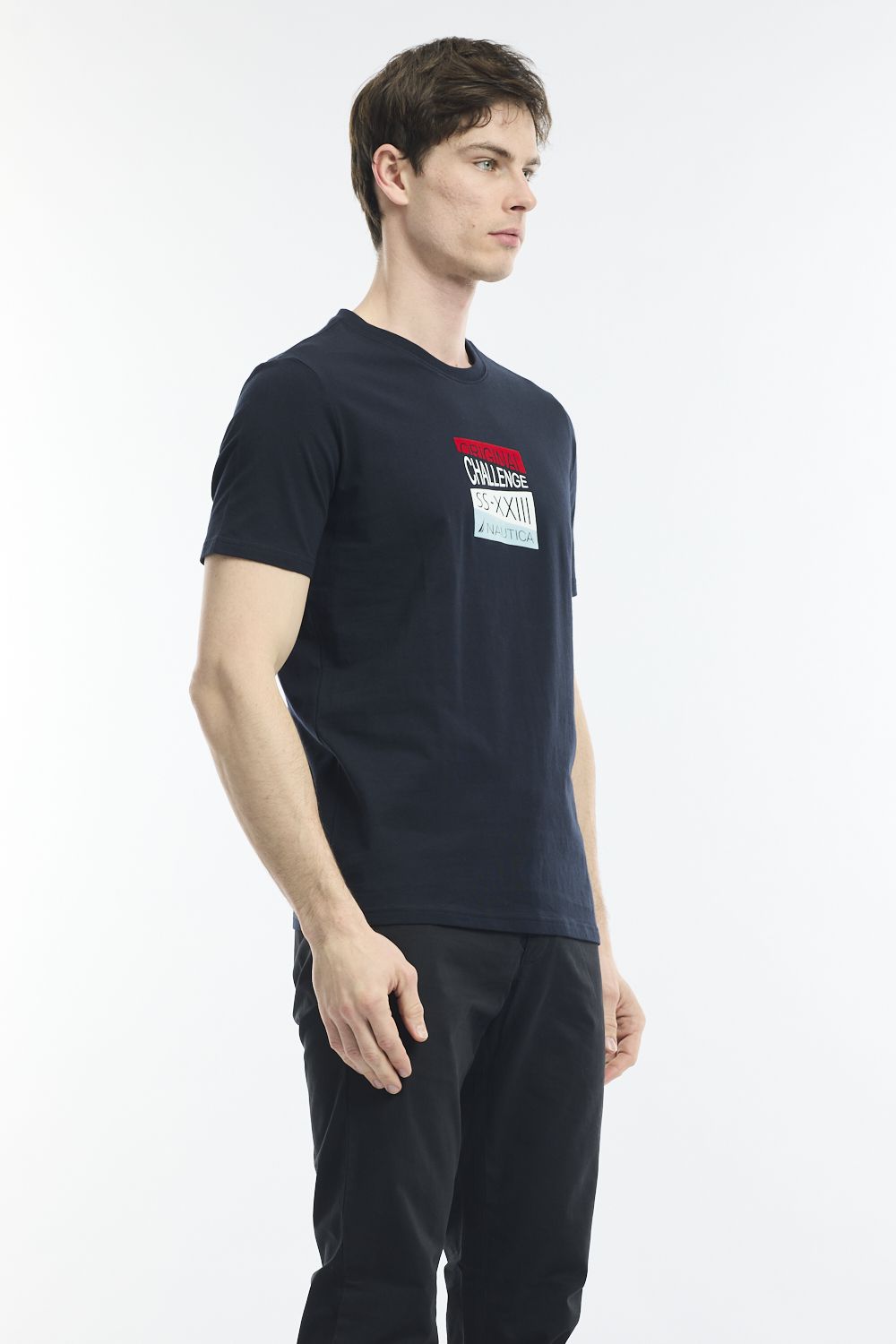 טי שירט צווארון עגול עם לוגו צ’לנג’