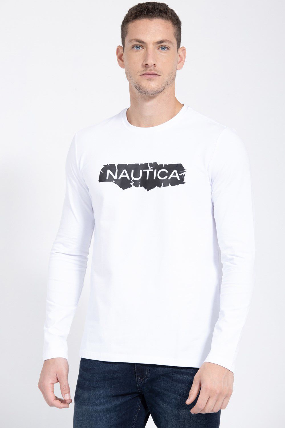 טי שירט עם הדפס NAUTICA בשילוב גומי עם סדקים