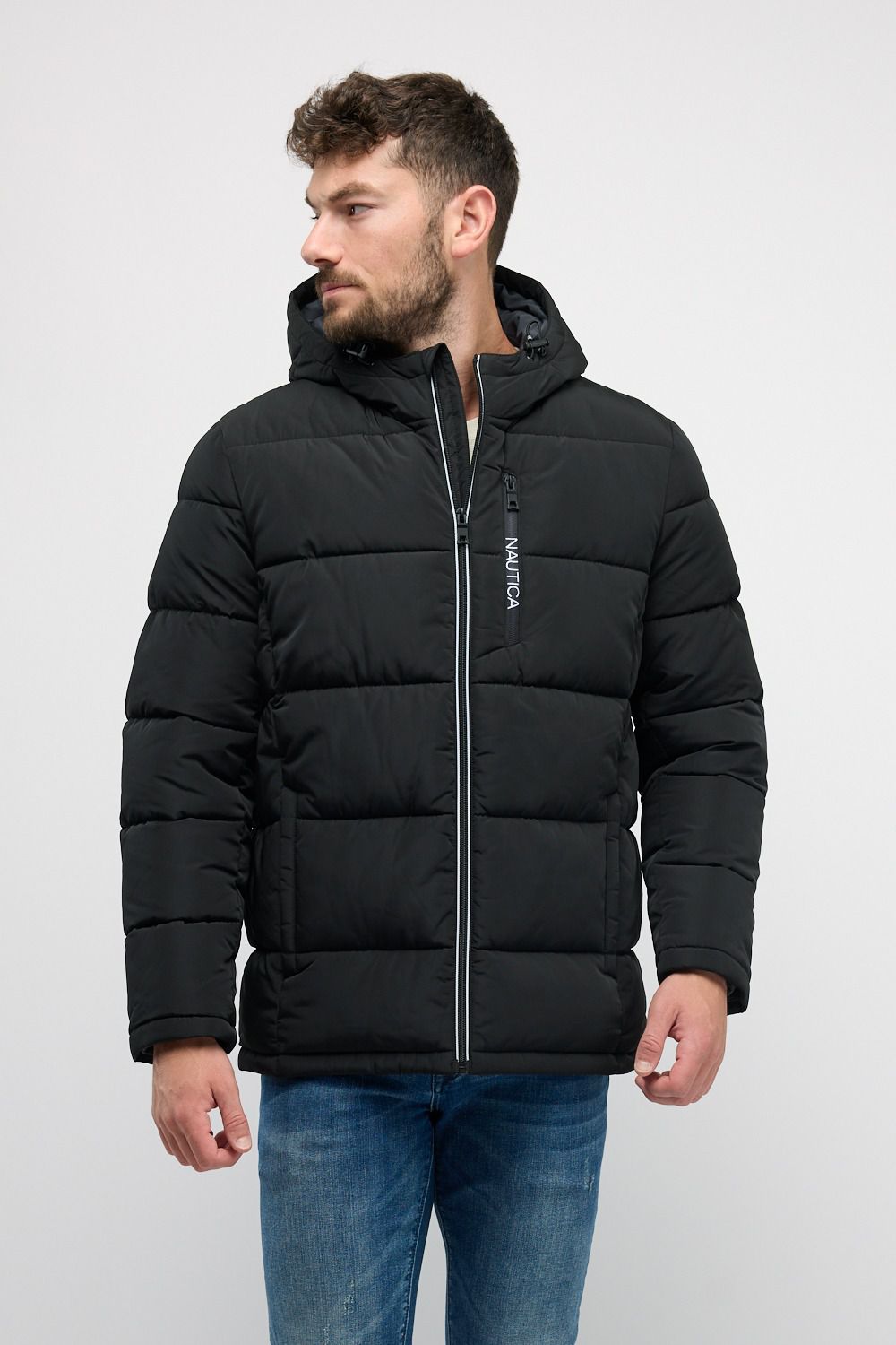 מעיל פוך Nautica עם קפוצ’ון לגברים