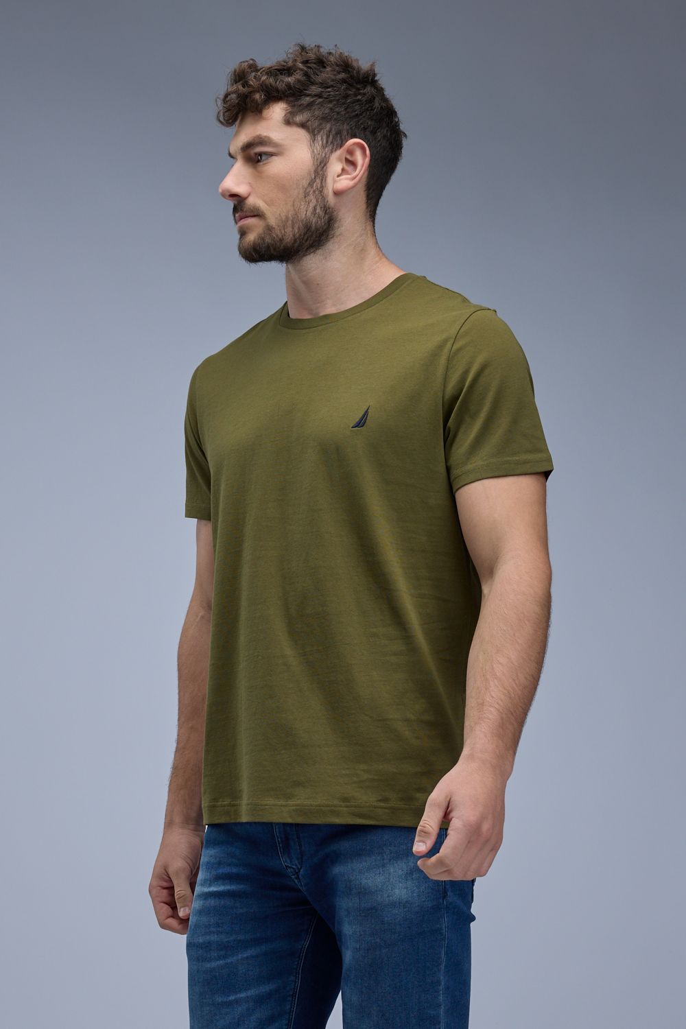 טי שירט קצרה עם לוגו Nautica רקום לגברים