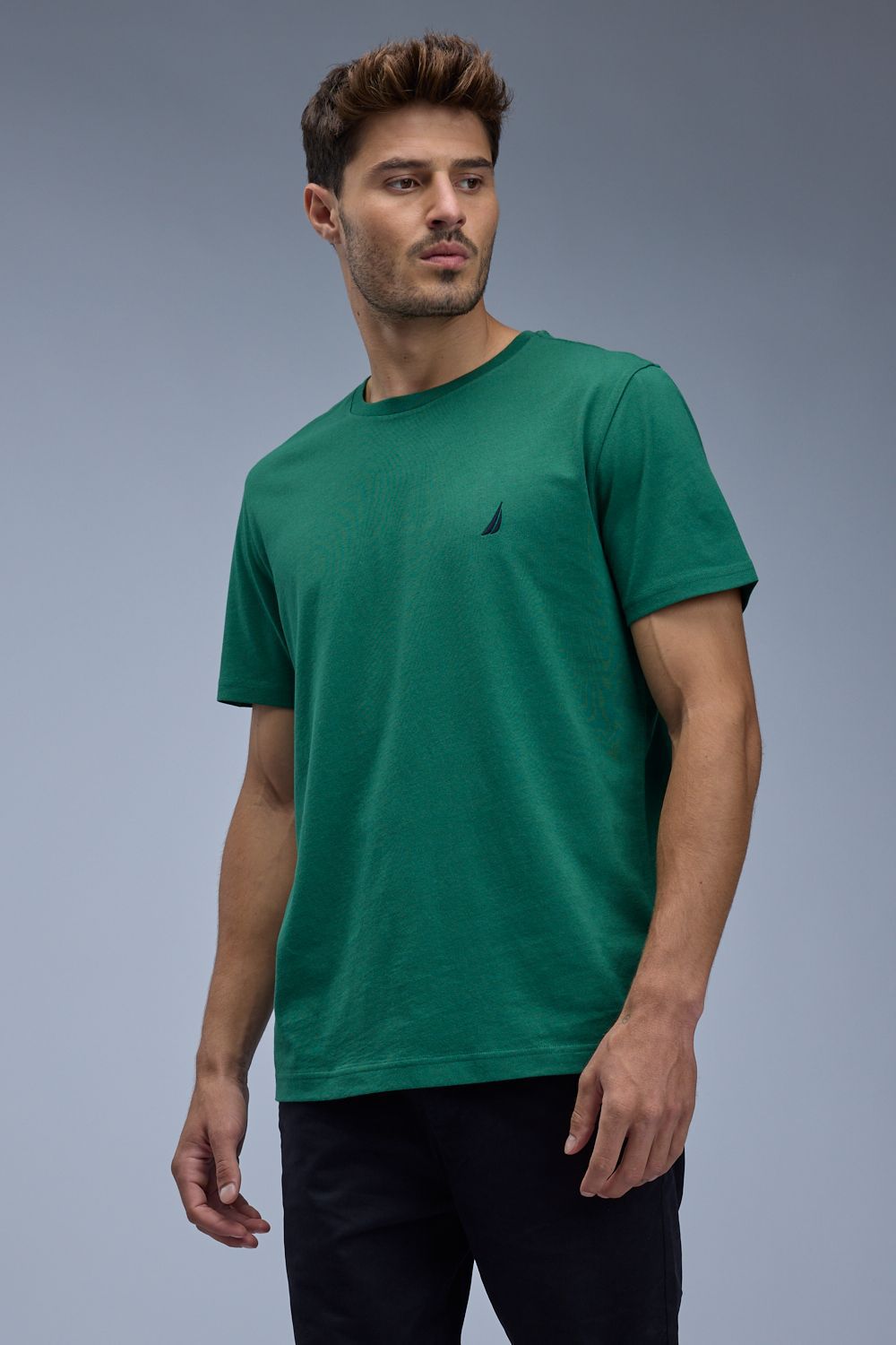 טי שירט קצרה עם לוגו Nautica רקום לגברים