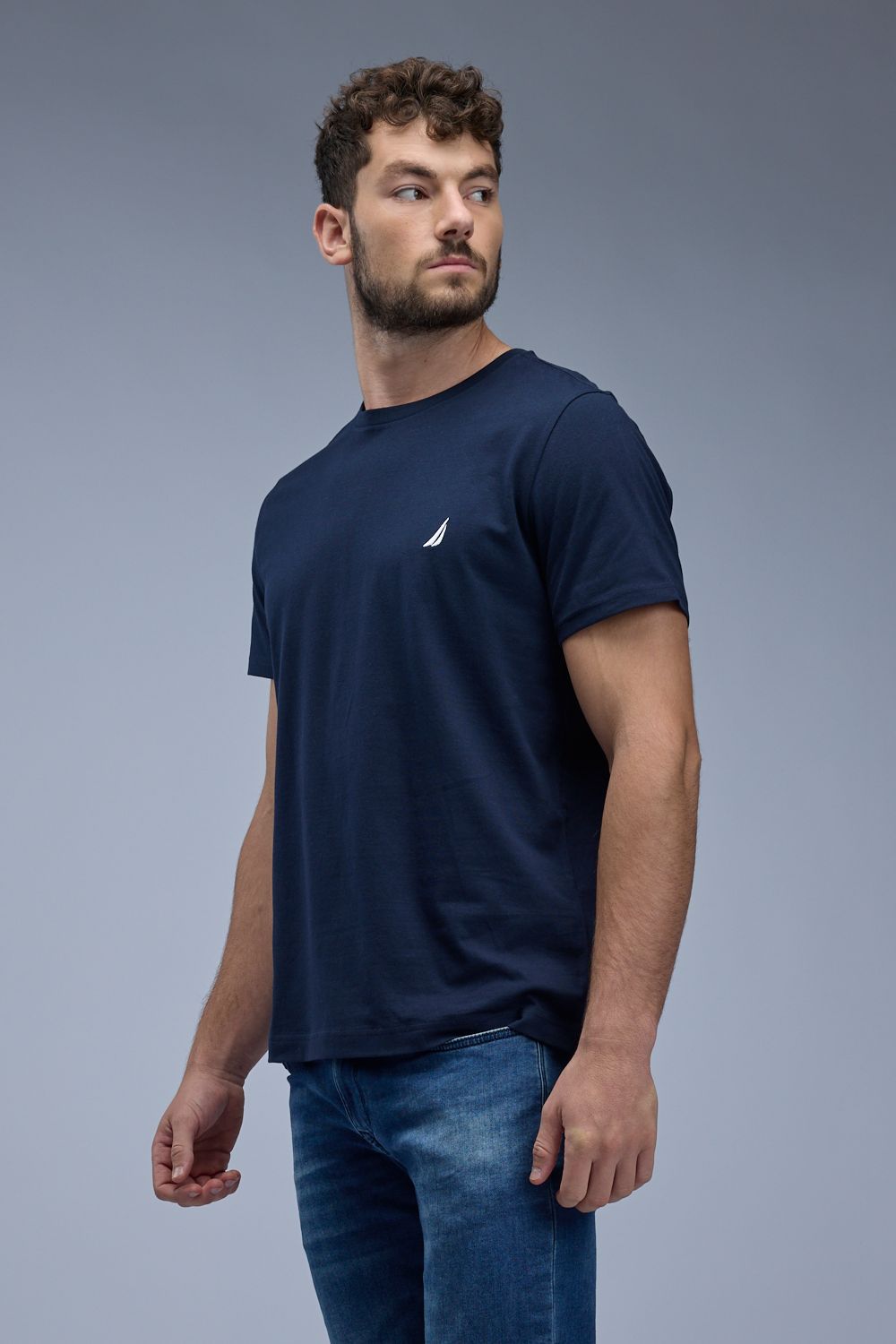 טי שירט קצרה עם לוגו Nautica רקום לגברים