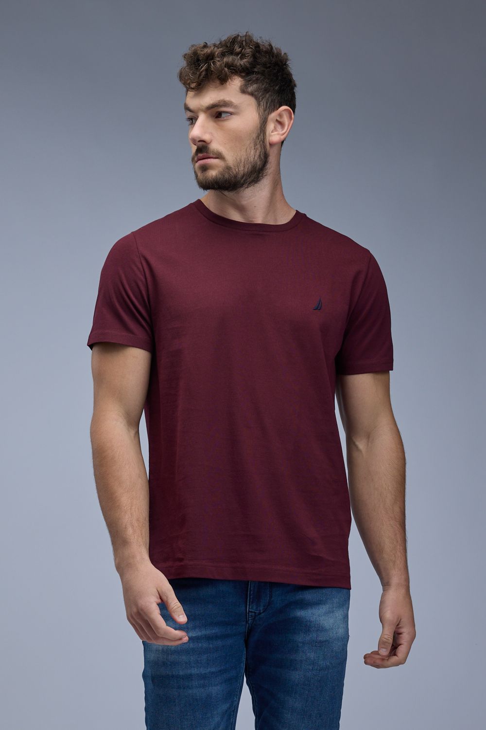 טי שירט קצרה עם לוגו Nautica רקום לגברים