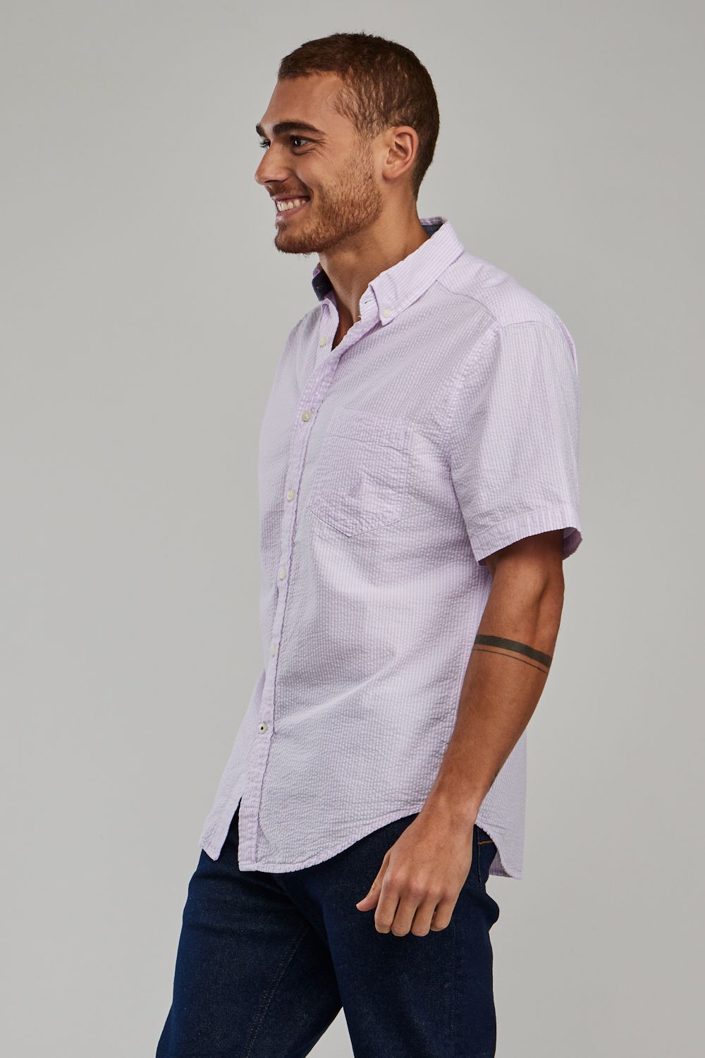 חולצה מכופתרת עם שרוולים קצרים ולוגו Nautica לגברים