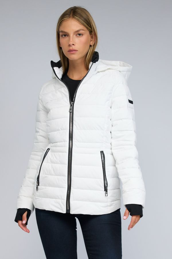 מעיל פוך Nautica עם קפוצ’ון לנשים