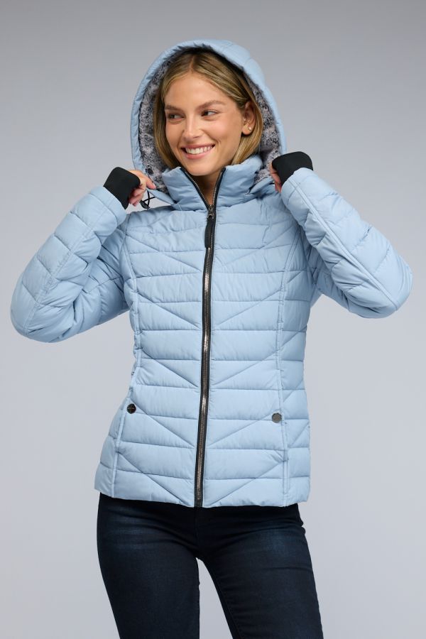 מעיל פוך Nautica עם קפוצ’ון לנשים